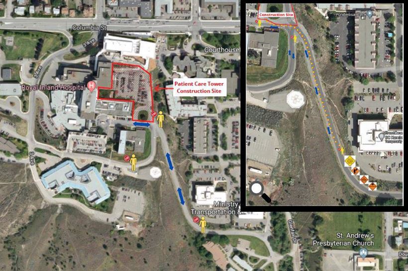 Temporary traffic pattern change for Royal Inland Hospital