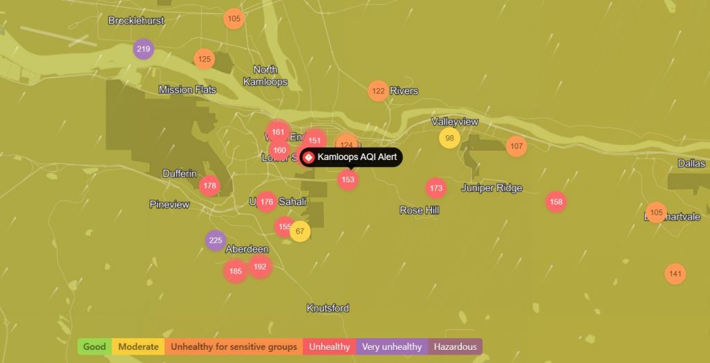 Kamloops air quality plummets, despite crews making further headway on